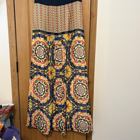 Ann Taylor maxi dress size 8 gorgeous tropical pattern sleeveless v neck front - Picture 4 of 6